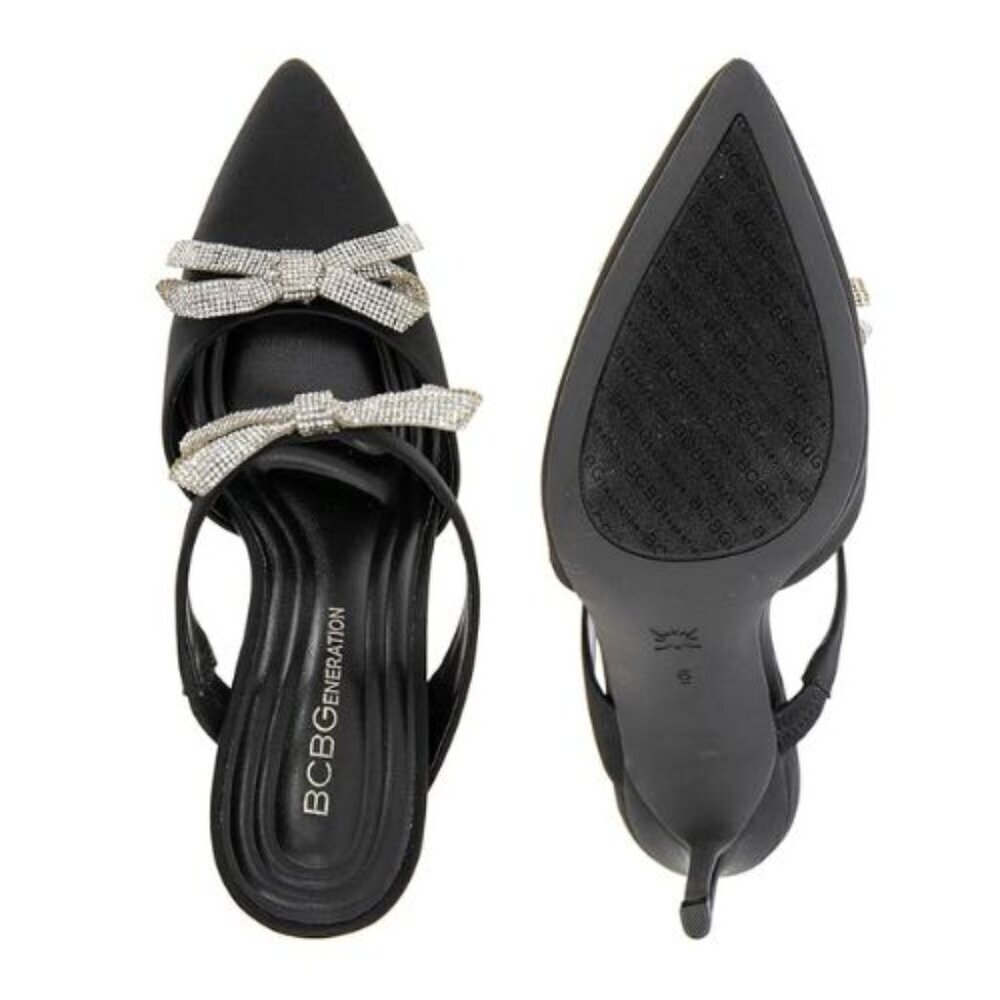 BCBGeneration Bardia Double Bow Satin Stiletto Pumps | Black | Size 11M | NIB - Picture 3 of 8